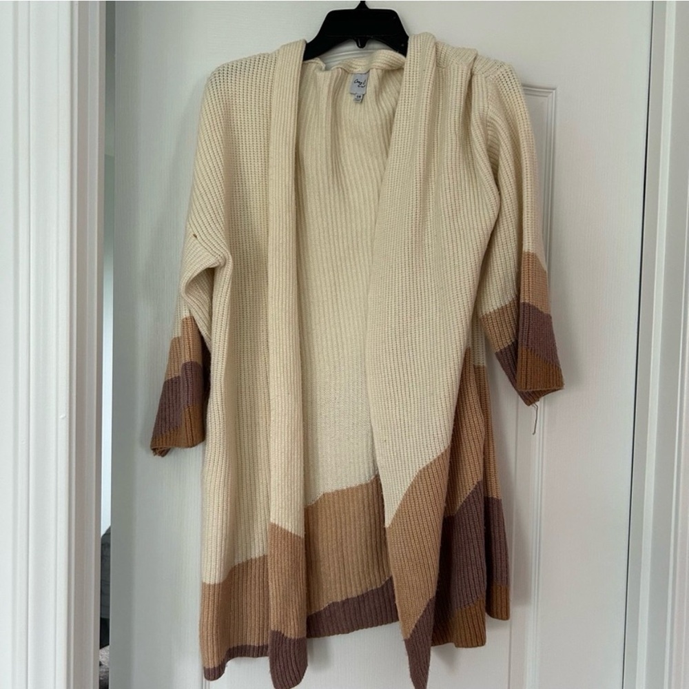 Open-Front Colorblock Ribbed Cardigan Sweater - Picture 4 of 9